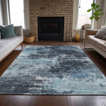 Machine Washable Indoor/Outdoor Chantille ACN2065 Blue 8' x 10' Rug