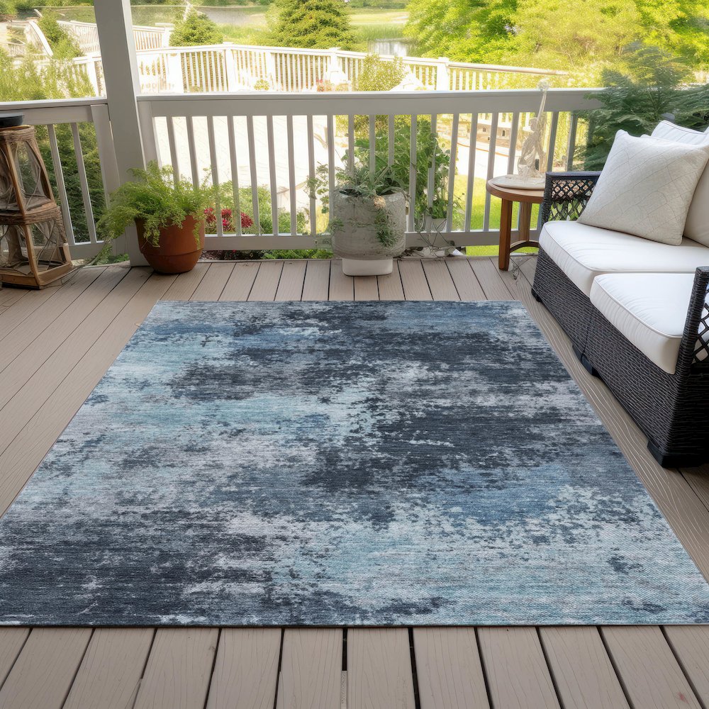 Machine Washable Indoor/Outdoor Chantille ACN2065 Blue 8' x 10' Rug