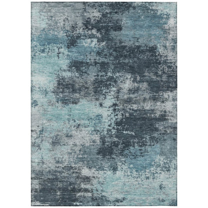Machine Washable Indoor/Outdoor Chantille ACN2065 Teal 8' x 10' Rug