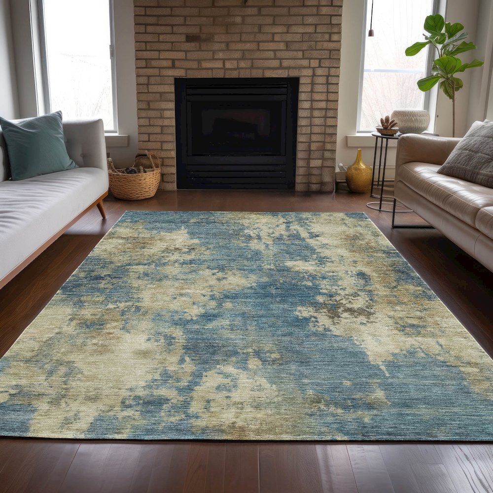 Machine Washable Indoor/Outdoor Chantille ACN2066 Blue 8' x 10' Rug