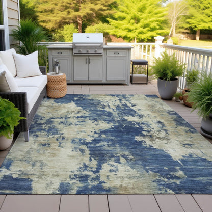 Machine Washable Indoor/Outdoor Chantille ACN2066 Navy 8' x 10' Rug