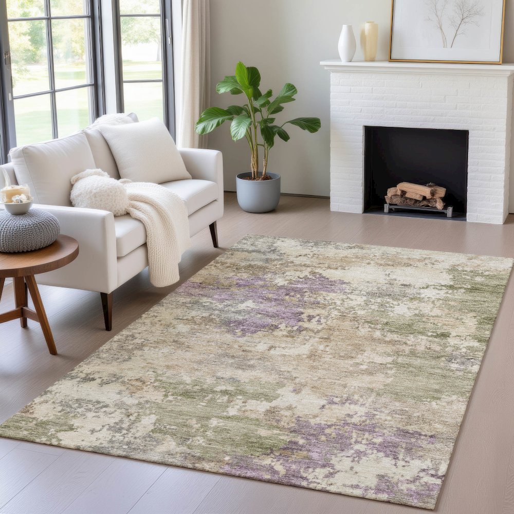 Machine Washable Indoor/Outdoor Chantille ACN2068 Beige 8' x 10' Rug