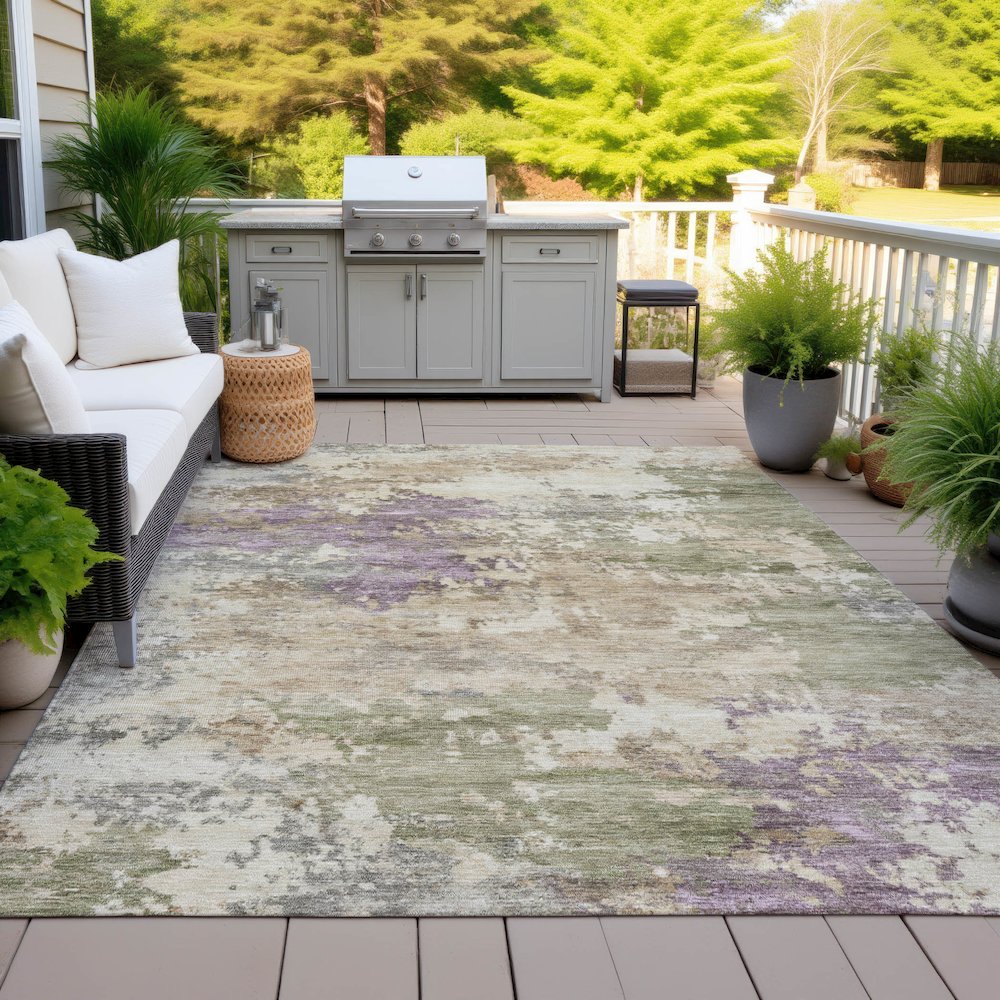 Machine Washable Indoor/Outdoor Chantille ACN2068 Beige 8' x 10' Rug