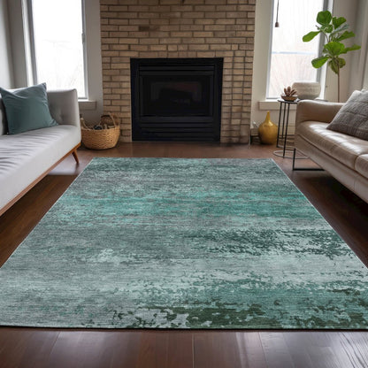 Machine Washable Indoor/Outdoor Chantille ACN2071 Teal 8' x 10' Rug