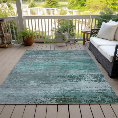 Machine Washable Indoor/Outdoor Chantille ACN2071 Teal 8' x 10' Rug