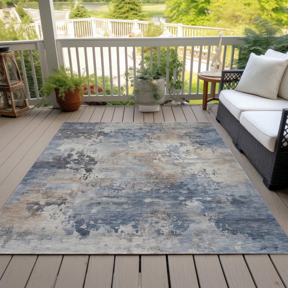 Machine Washable Indoor/Outdoor Chantille ACN2073 Denim 8' x 10' Rug