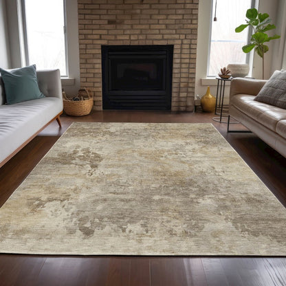 Machine Washable Indoor/Outdoor Chantille ACN2073 Tan 8' x 10' Rug