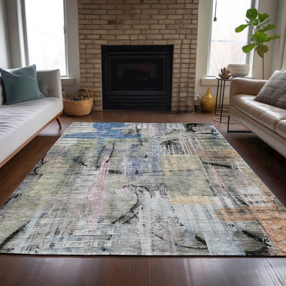 Machine Washable Indoor/Outdoor Chantille ACN2076 Blue 8' x 10' Rug