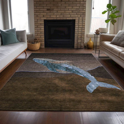 Machine Washable Indoor/Outdoor Chantille ACN2078 Brown 8' x 10' Rug