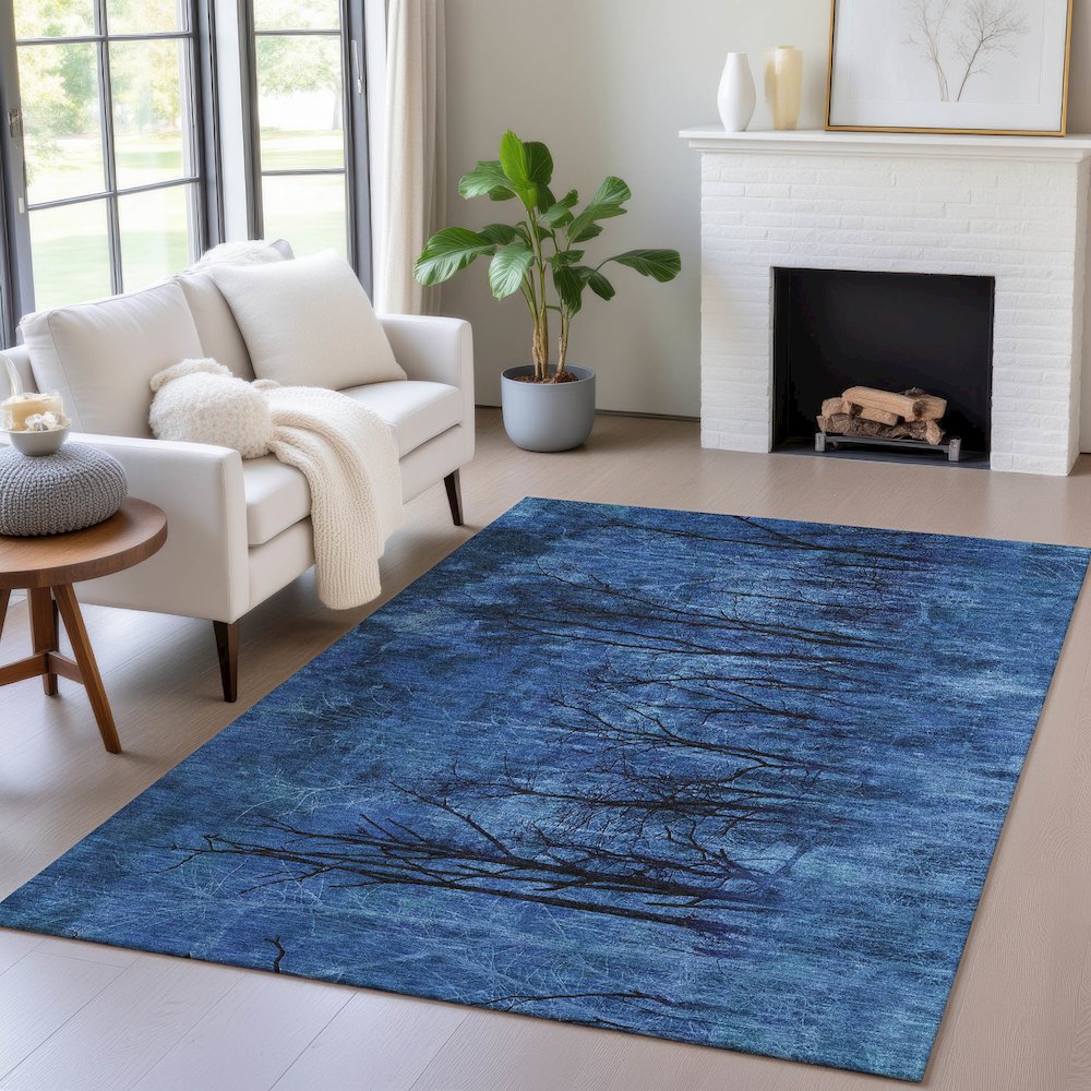 Machine Washable Indoor/Outdoor Chantille ACN2083 Blue 8' x 10' Rug