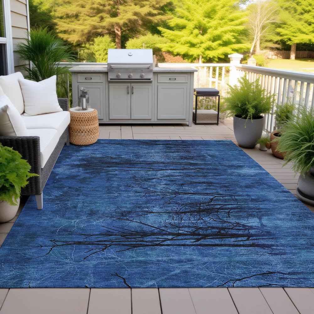Machine Washable Indoor/Outdoor Chantille ACN2083 Blue 8' x 10' Rug