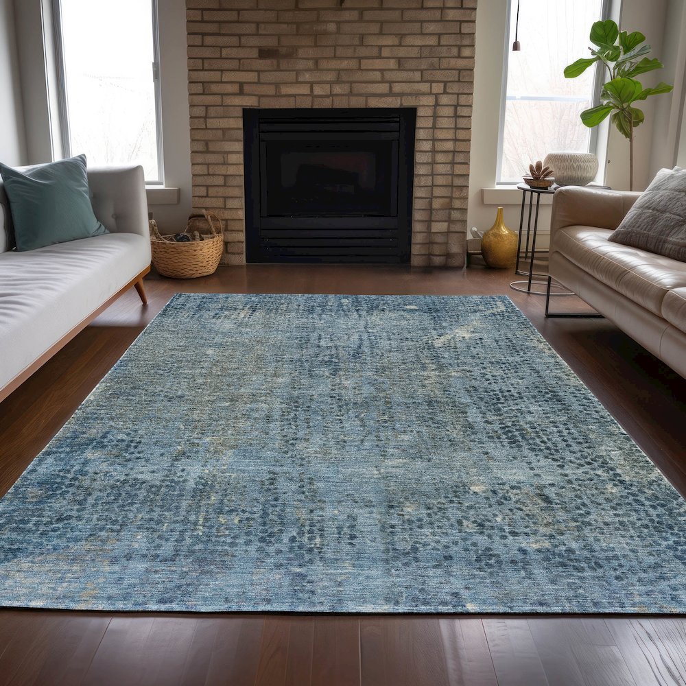 Machine Washable Indoor/Outdoor Chantille ACN2088 Blue 8' x 10' Rug