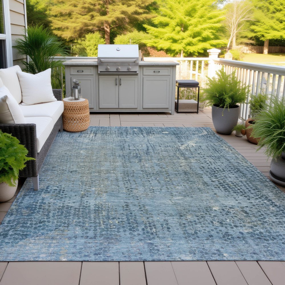 Machine Washable Indoor/Outdoor Chantille ACN2088 Blue 8' x 10' Rug