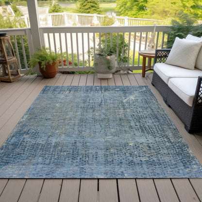 Machine Washable Indoor/Outdoor Chantille ACN2088 Blue 8' x 10' Rug