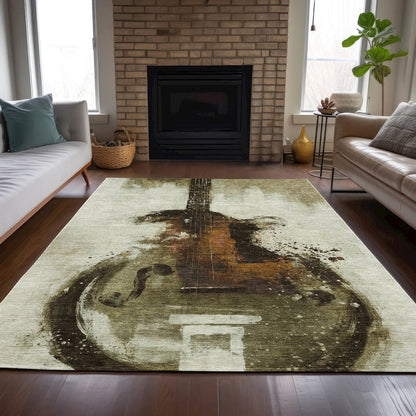 Machine Washable Indoor/Outdoor Chantille ACN2091 Brown 8' x 10' Rug