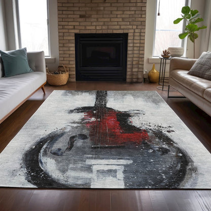 Machine Washable Indoor/Outdoor Chantille ACN2091 Gray 8' x 10' Rug