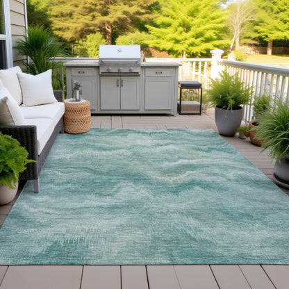 Machine Washable Indoor/Outdoor Chantille ACN2095 Teal 8' x 10' Rug