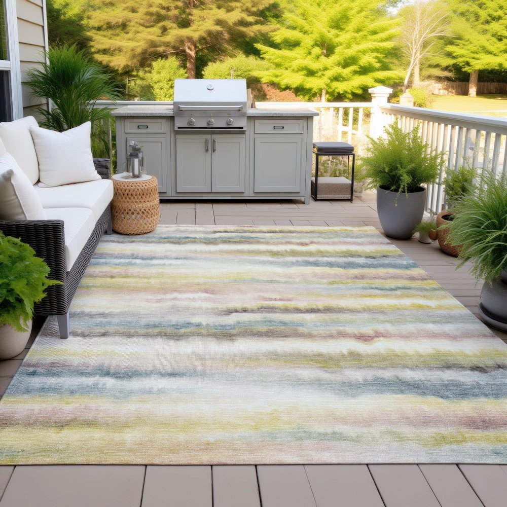 Machine Washable Indoor/Outdoor Chantille ACN2098 Gold 8' x 10' Rug