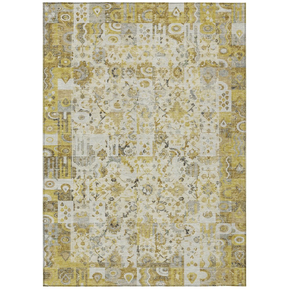Machine Washable Indoor/Outdoor Chantille ACN2099 Gold 8' x 10' Rug