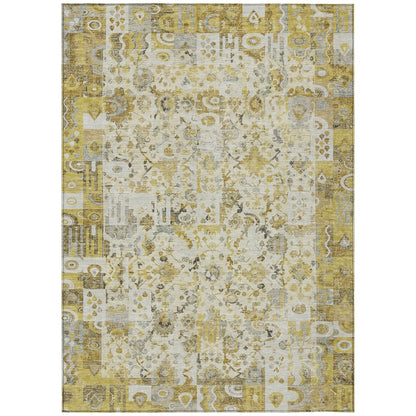 Machine Washable Indoor/Outdoor Chantille ACN2099 Gold 8' x 10' Rug