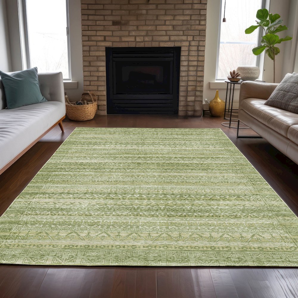 Machine Washable Indoor/Outdoor Chantille ACN2101 Sage 8' x 10' Rug