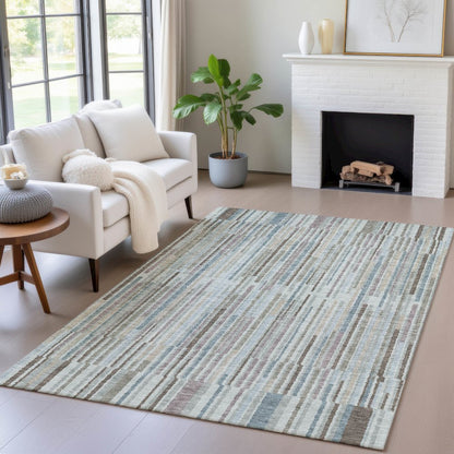 Machine Washable Indoor/Outdoor Chantille ACN2102 Teal 8' x 10' Rug