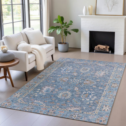 Machine Washable Indoor/Outdoor Chantille ACN2104 Blue 8' x 10' Rug