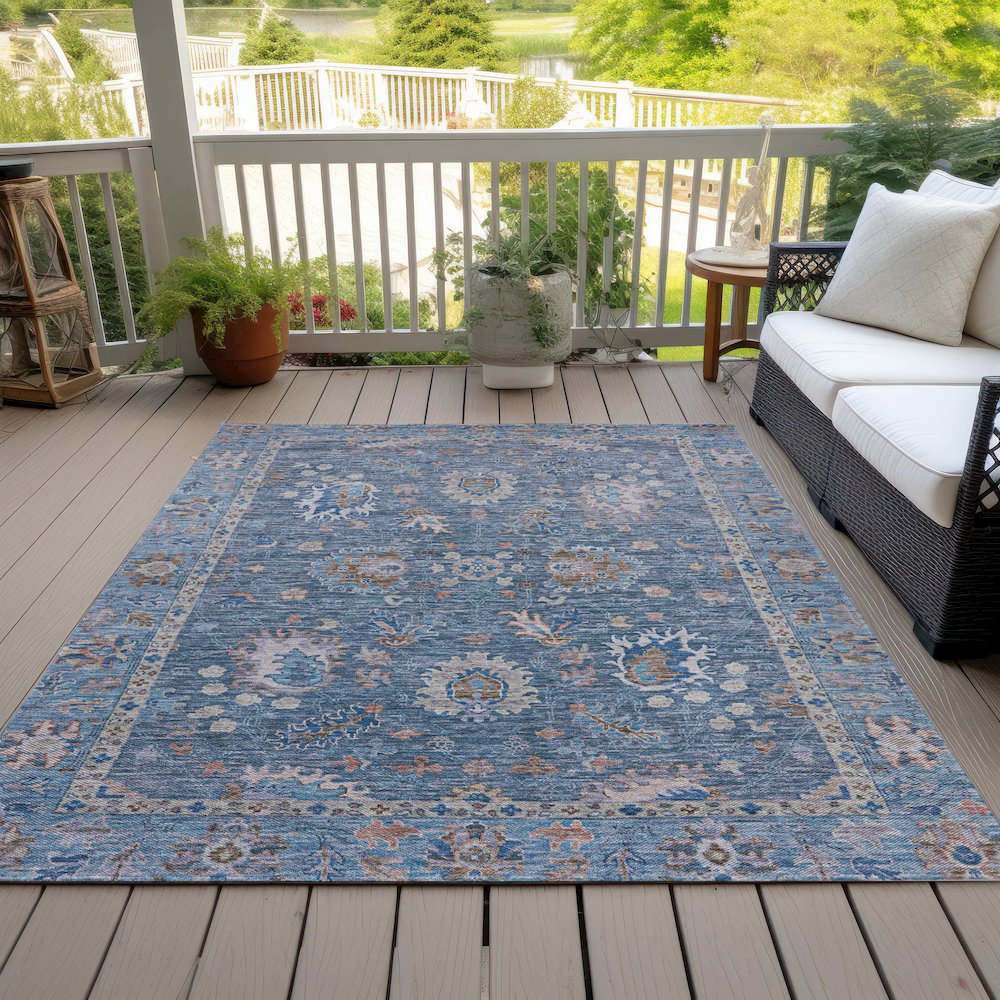 Machine Washable Indoor/Outdoor Chantille ACN2104 Blue 8' x 10' Rug