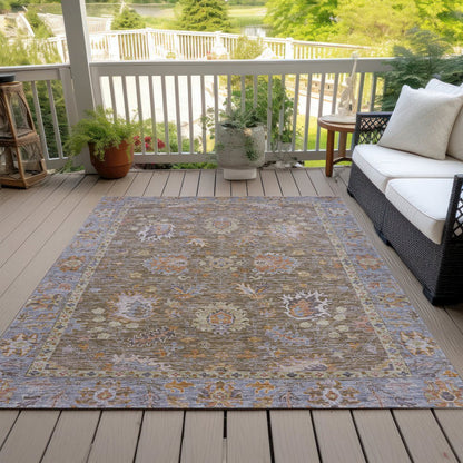 Machine Washable Indoor/Outdoor Chantille ACN2104 Brown 8' x 10' Rug