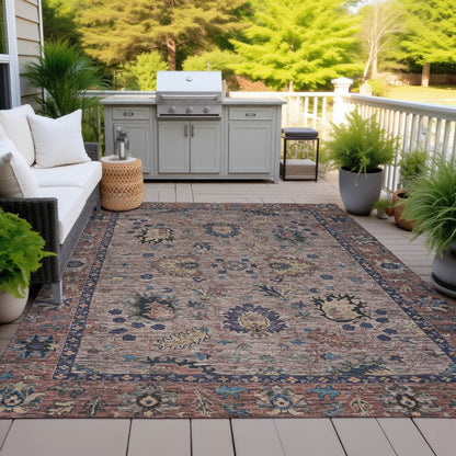 Machine Washable Indoor/Outdoor Chantille ACN2104 Mocha 8' x 10' Rug