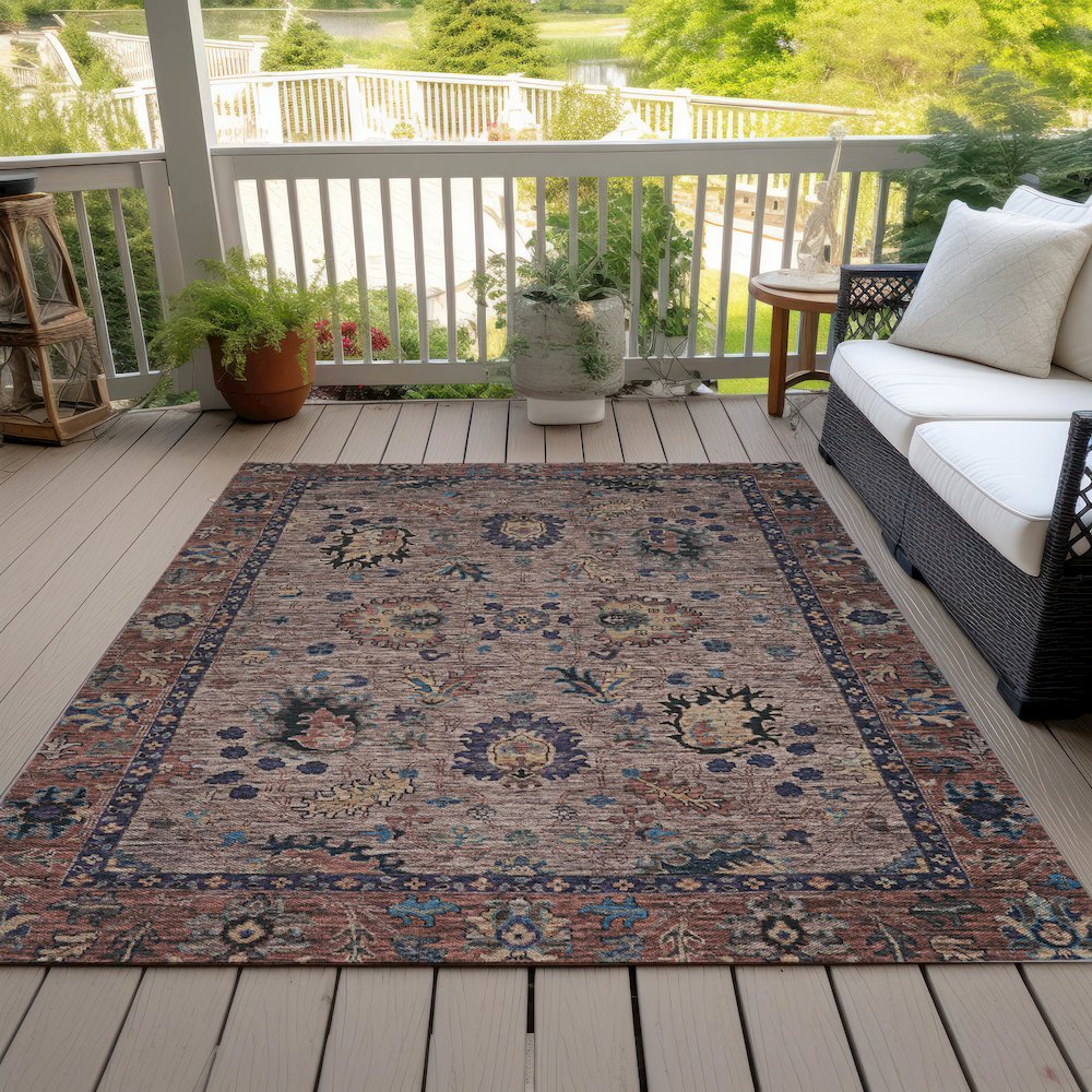 Machine Washable Indoor/Outdoor Chantille ACN2104 Mocha 8' x 10' Rug