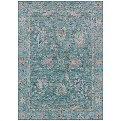 Machine Washable Indoor/Outdoor Chantille ACN2104 Teal 8' x 10' Rug