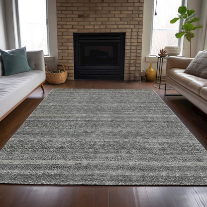 Machine Washable Indoor/Outdoor Chantille ACN2105 Pewter 8' x 10' Rug