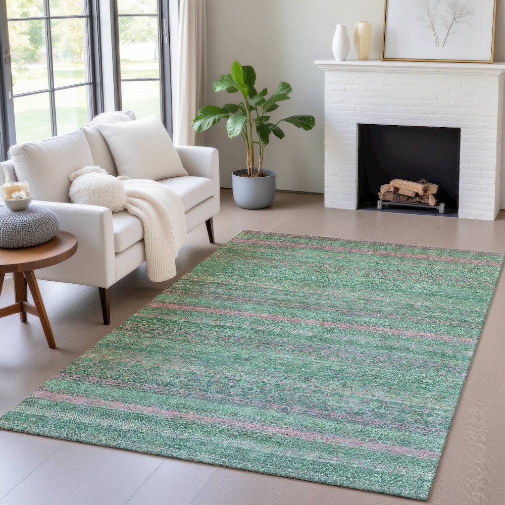 Machine Washable Indoor/Outdoor Chantille ACN2106 Green 8' x 10' Rug