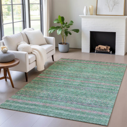 Machine Washable Indoor/Outdoor Chantille ACN2106 Green 8' x 10' Rug