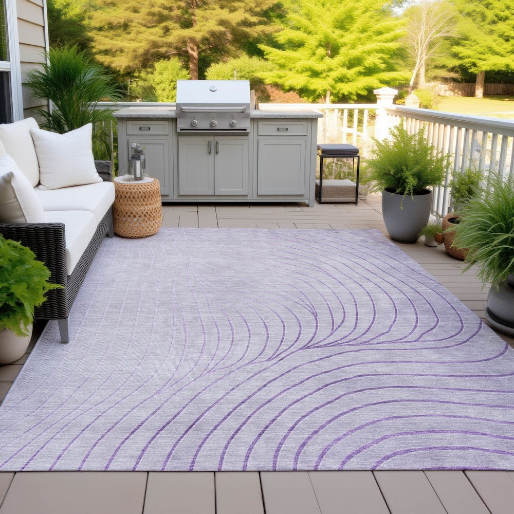 Machine Washable Indoor/Outdoor Chantille ACN2107 Lavender 8' x 10' Rug