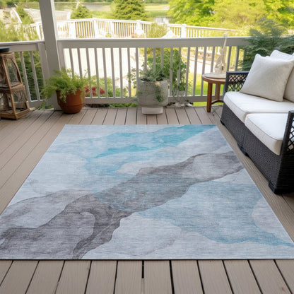 Machine Washable Indoor/Outdoor Chantille ACN2109 Teal 8' x 10' Rug