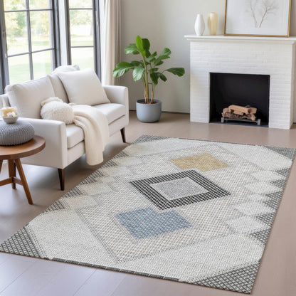 Machine Washable Indoor/Outdoor Chantille ACN2111 Gray 8' x 10' Rug