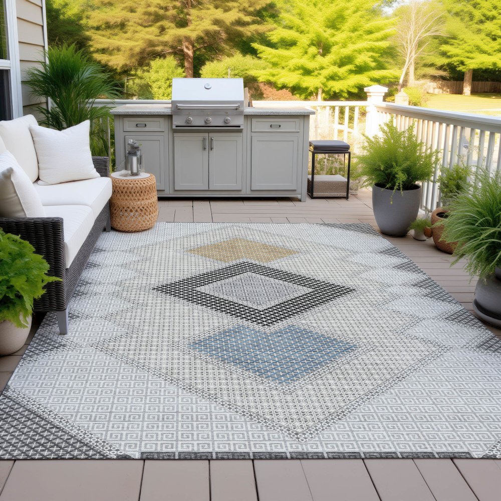 Machine Washable Indoor/Outdoor Chantille ACN2111 Gray 8' x 10' Rug