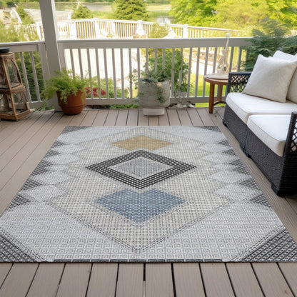 Machine Washable Indoor/Outdoor Chantille ACN2111 Gray 8' x 10' Rug