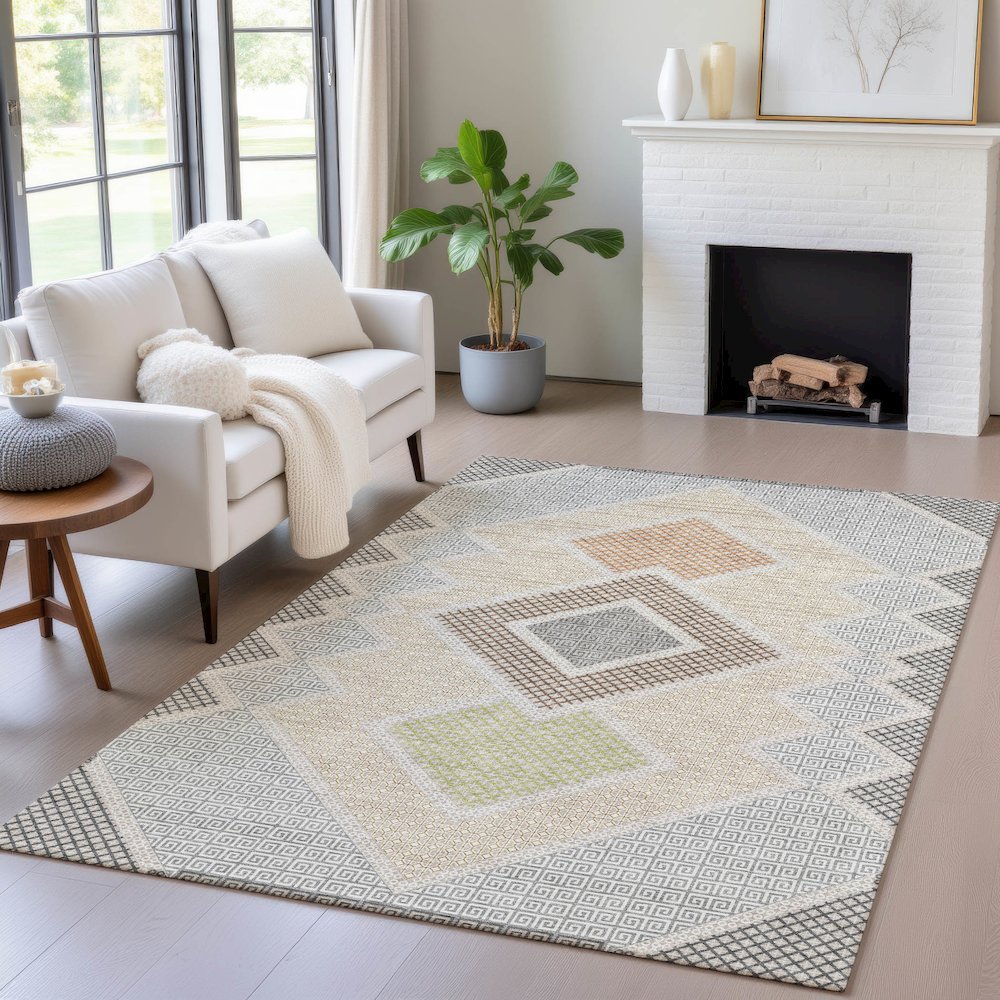 Machine Washable Indoor/Outdoor Chantille ACN2111 Pewter 8' x 10' Rug