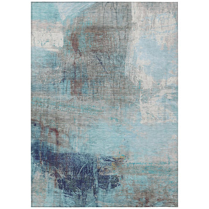 Machine Washable Indoor/Outdoor Chantille ACN2117 Teal 8' x 10' Rug