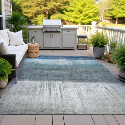 Machine Washable Indoor/Outdoor Chantille ACN2118 Blue 8' x 10' Rug