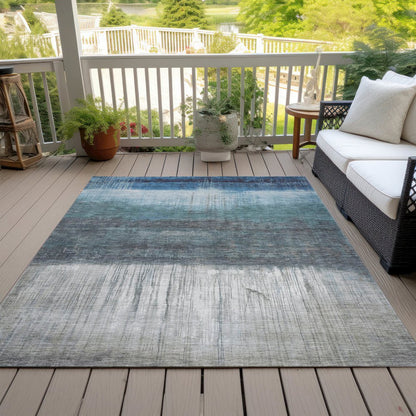 Machine Washable Indoor/Outdoor Chantille ACN2118 Blue 8' x 10' Rug