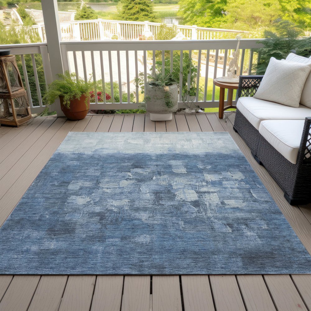 Machine Washable Indoor/Outdoor Chantille ACN2119 Navy 8' x 10' Rug