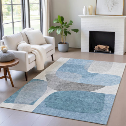Machine Washable Indoor/Outdoor Chantille ACN2121 Denim 8' x 10' Rug