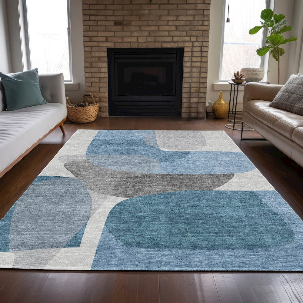 Machine Washable Indoor/Outdoor Chantille ACN2121 Denim 8' x 10' Rug