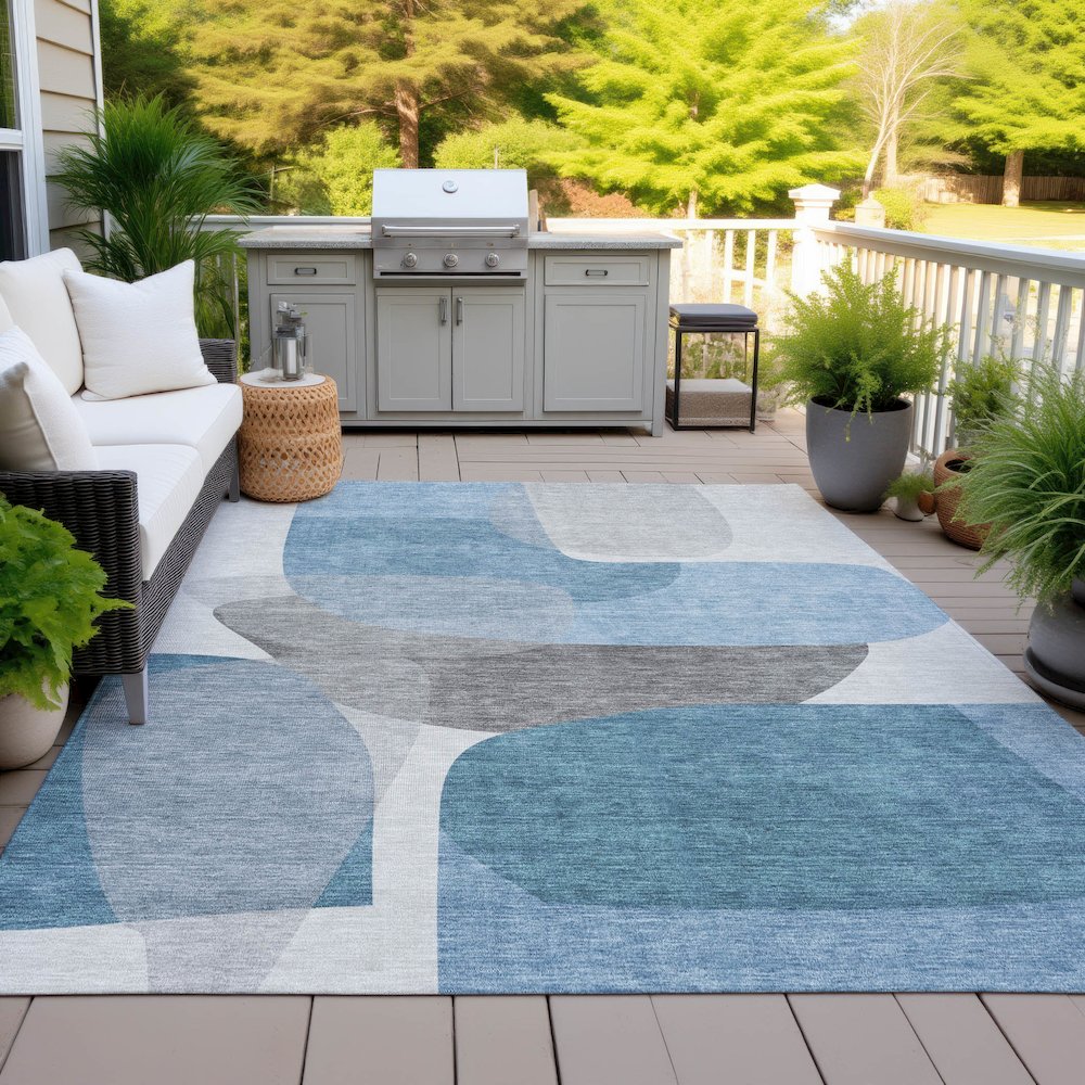 Machine Washable Indoor/Outdoor Chantille ACN2121 Denim 8' x 10' Rug