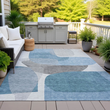Machine Washable Indoor/Outdoor Chantille ACN2121 Denim 8' x 10' Rug