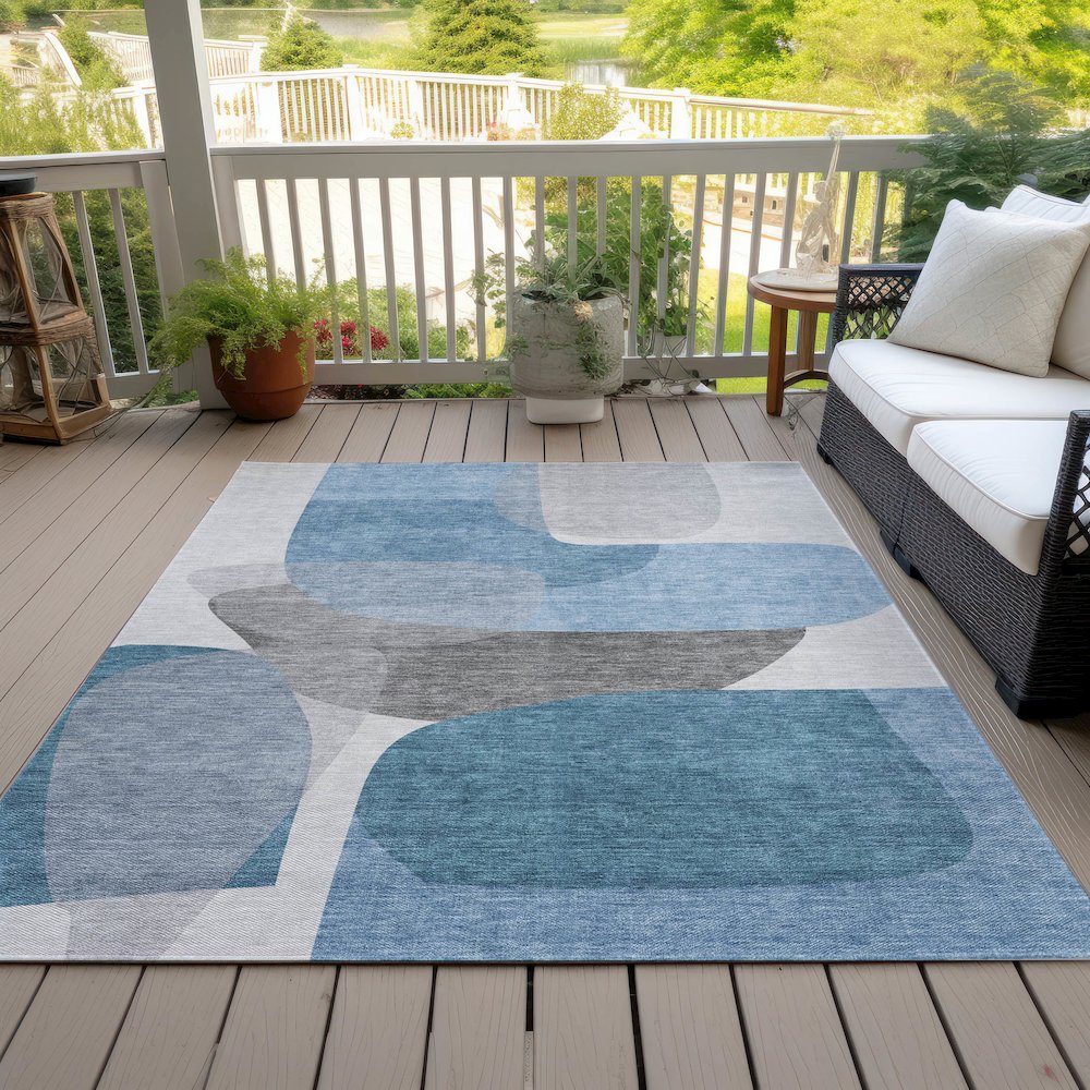 Machine Washable Indoor/Outdoor Chantille ACN2121 Denim 8' x 10' Rug